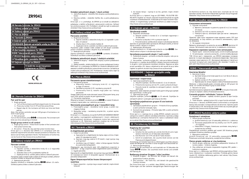 Imagen de la primera página del manual del dispositivo ZR9041