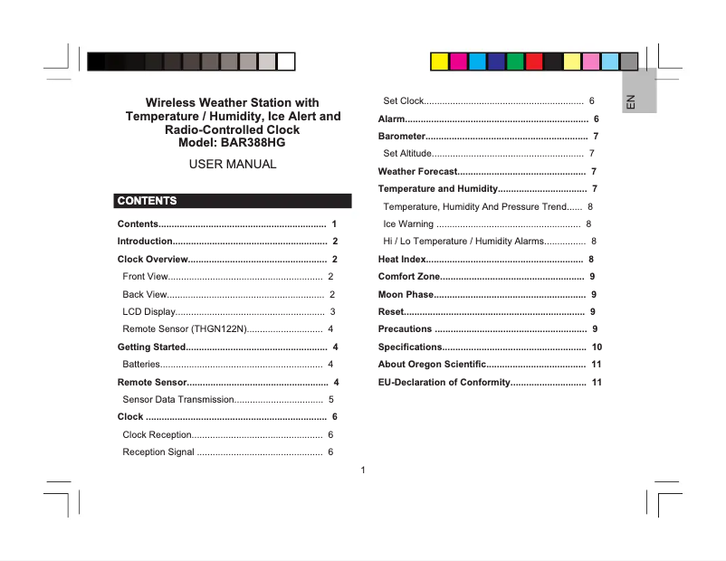 Página 1 del manual Manual de usuario Oregon Scientific BAR388HG