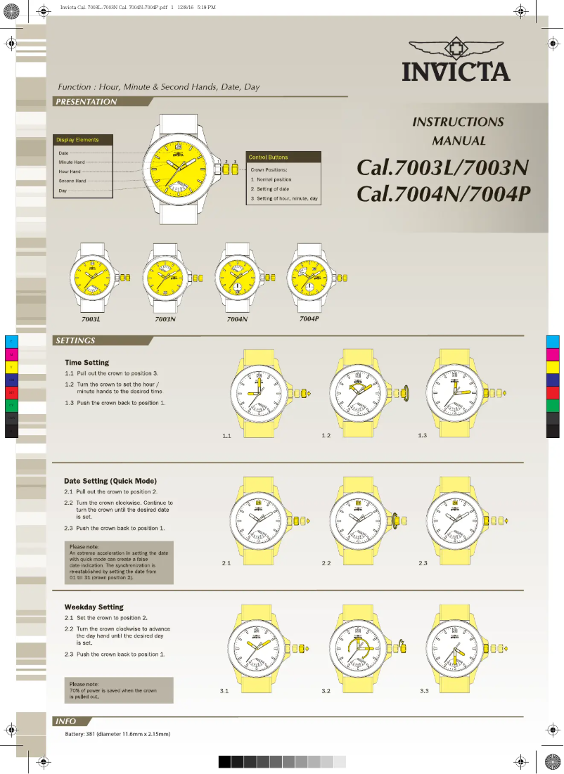 Página 1 del manual Manual de usuario Invicta Vintage 29255