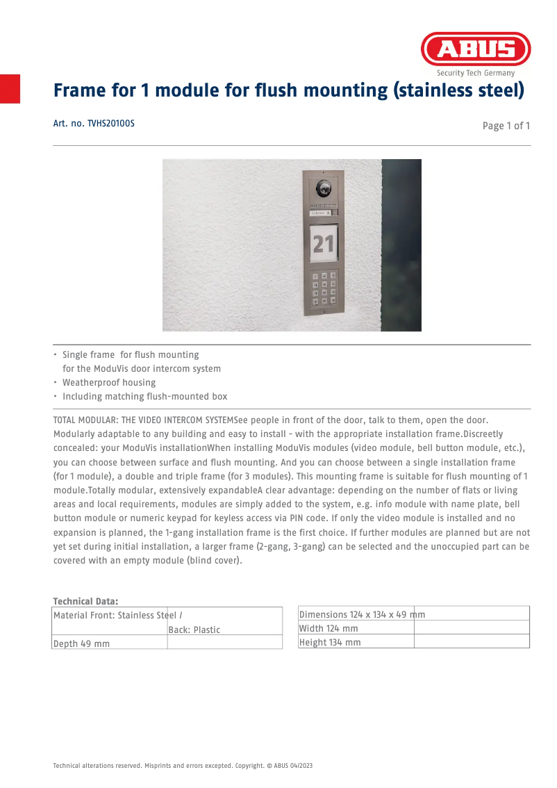 Imagen de la primera página del manual del dispositivo TVHS20100S