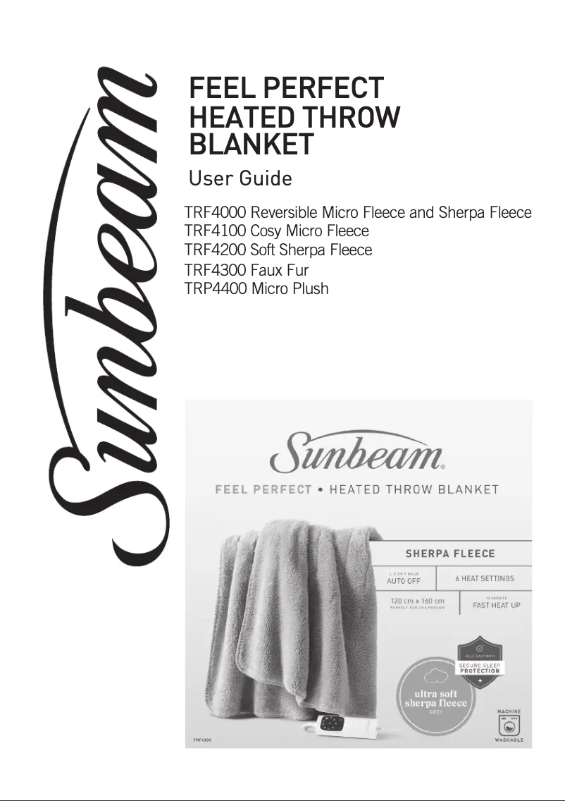 Página nº 1 - Manual de usuario Sunbeam Feel Perfect Heated Throw TRF4100