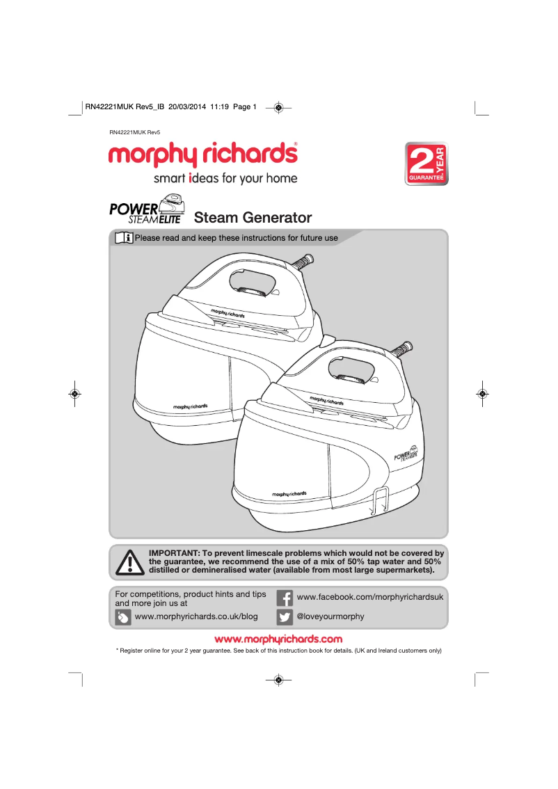 Página 1 del manual Manual de usuario Morphy Richards Power Steam 330014