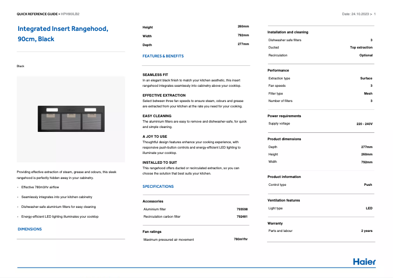 Página 1 del manual Manual de usuario Haier HPH90ILB2