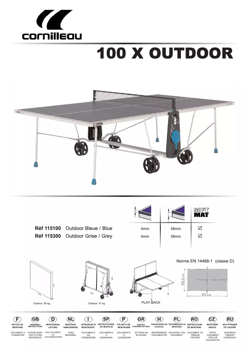 Página 1 del manual Manual de usuario Cornilleau 100 X Outdoor