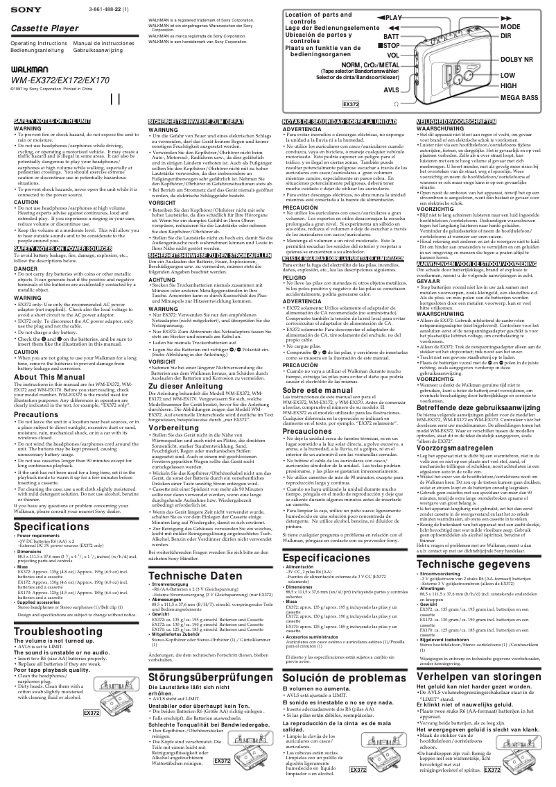 Imagen de la primera página del manual del dispositivo WM-EX172