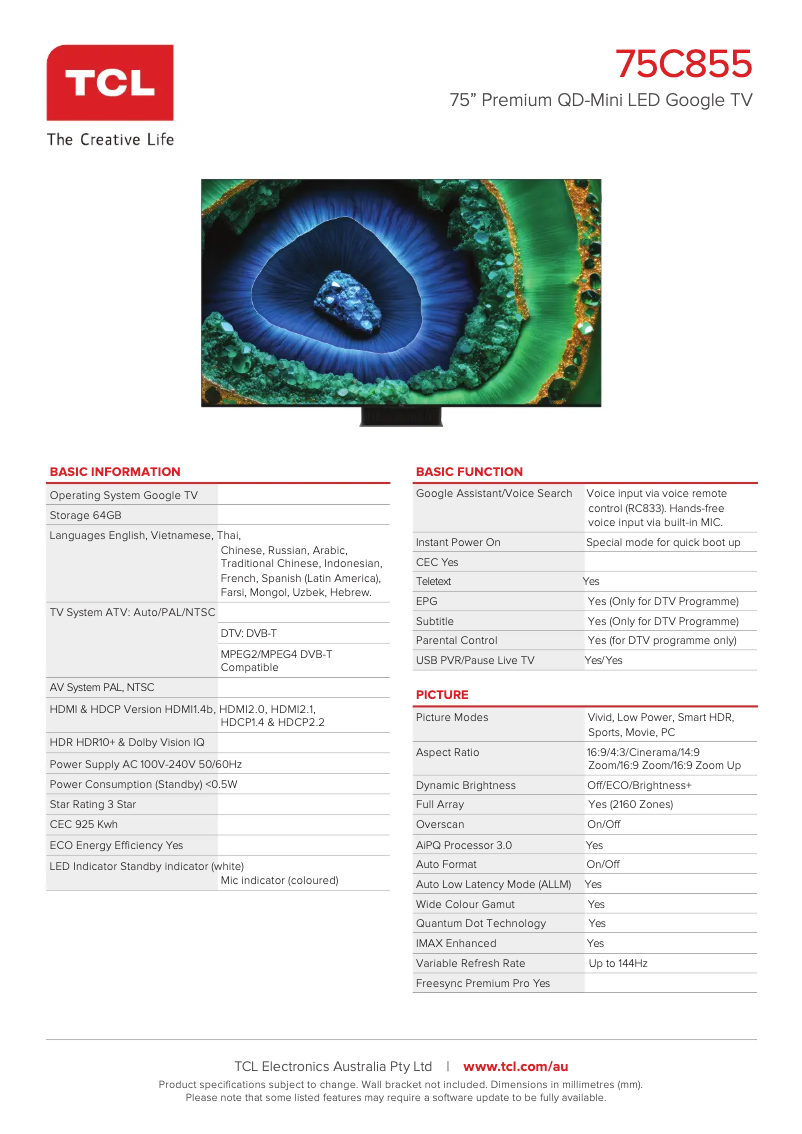 Imagen de la primera página del manual del dispositivo 75C855