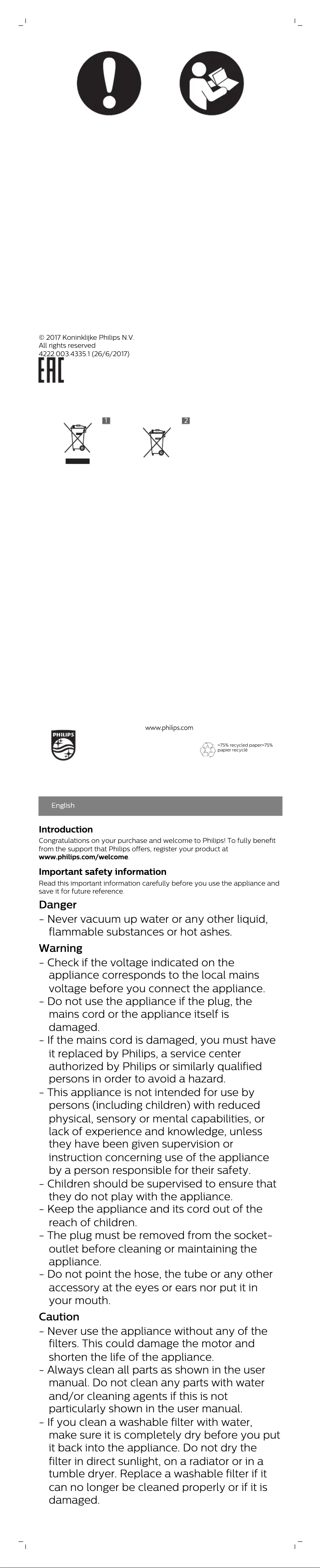 Página 1 del manual Manual de usuario Philips PowerPro Expert FC9733