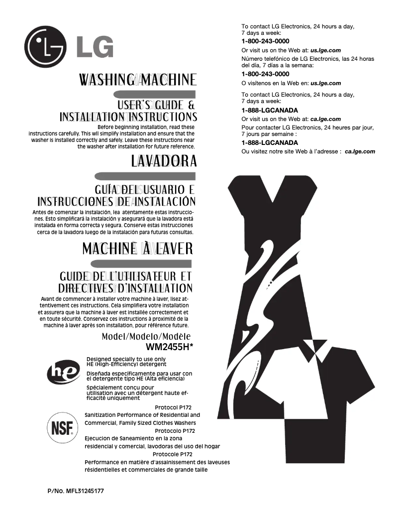 Imagen de la primera página del manual del dispositivo WM2455HW