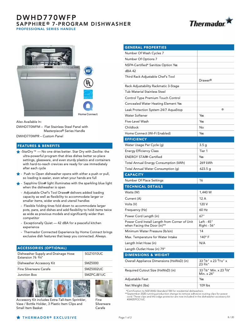 Imagen de la primera página del manual del dispositivo DWHD770WFP