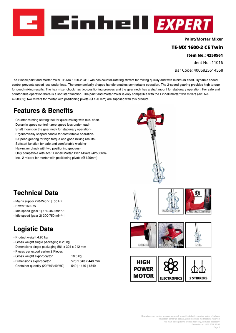 Imagen de la primera página del manual del dispositivo TE-MX 1600-2 CE Twin