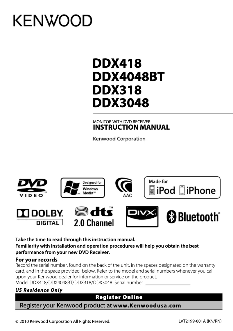 Imagen de la primera página del manual del dispositivo DDX318