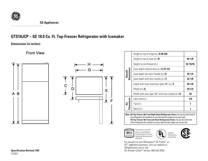 Imagen de la primera página del manual del dispositivo GTS18JCPBB