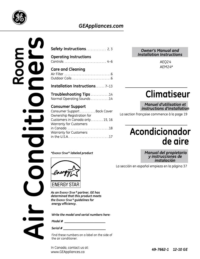 Imagen de la primera página del manual del dispositivo AEM25DP