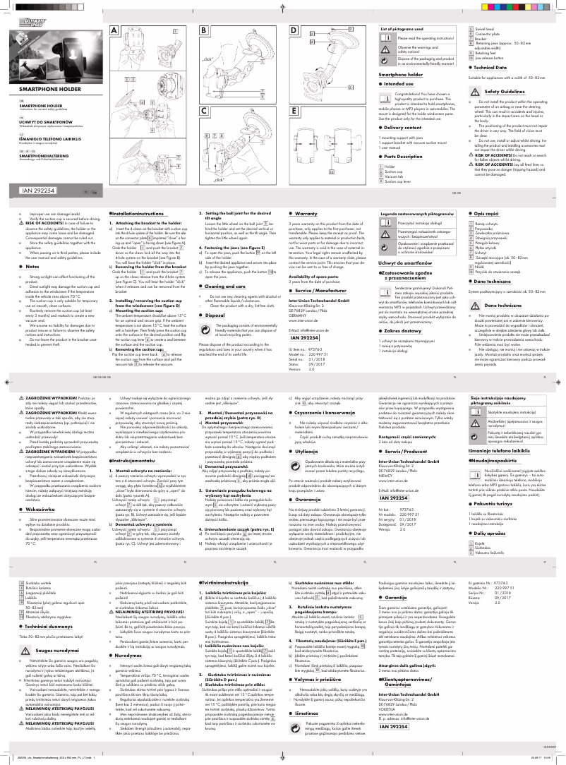 Imagen de la primera página del manual del dispositivo IAN 292254