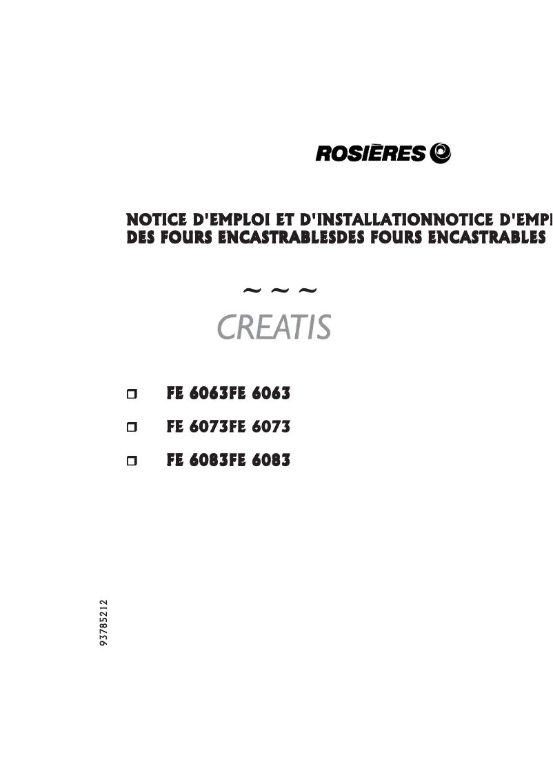 Página 1 del manual Manual de usuario Rosieres FE 6083 PN