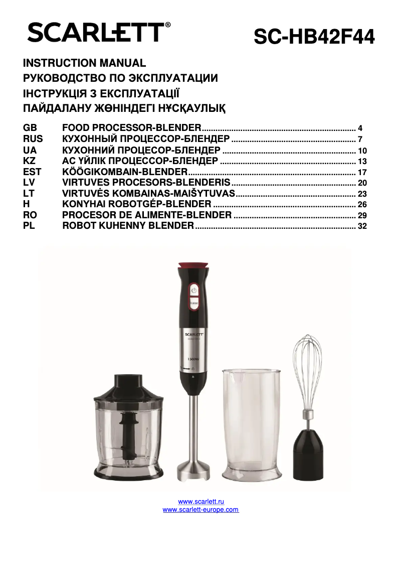 Página 1 del manual Manual de usuario Scarlett SC-HB42F44