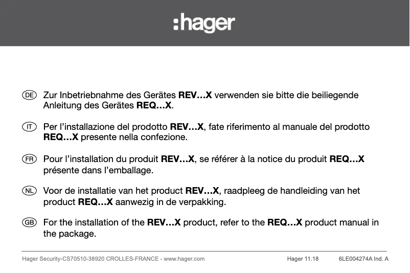 Página nº 1 - Instrucciones / montaje Hager REV111X