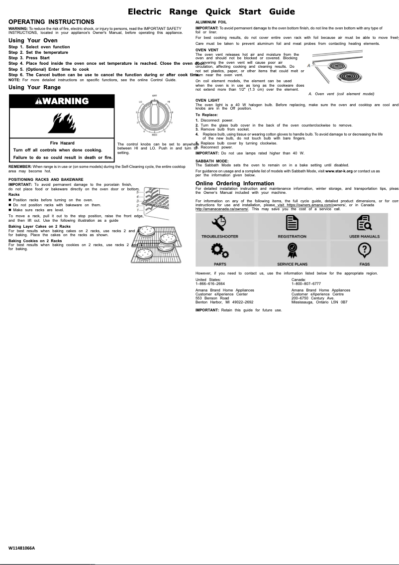 Página 1 del manual Guía de inicio rápido Amana ACR4503SFB