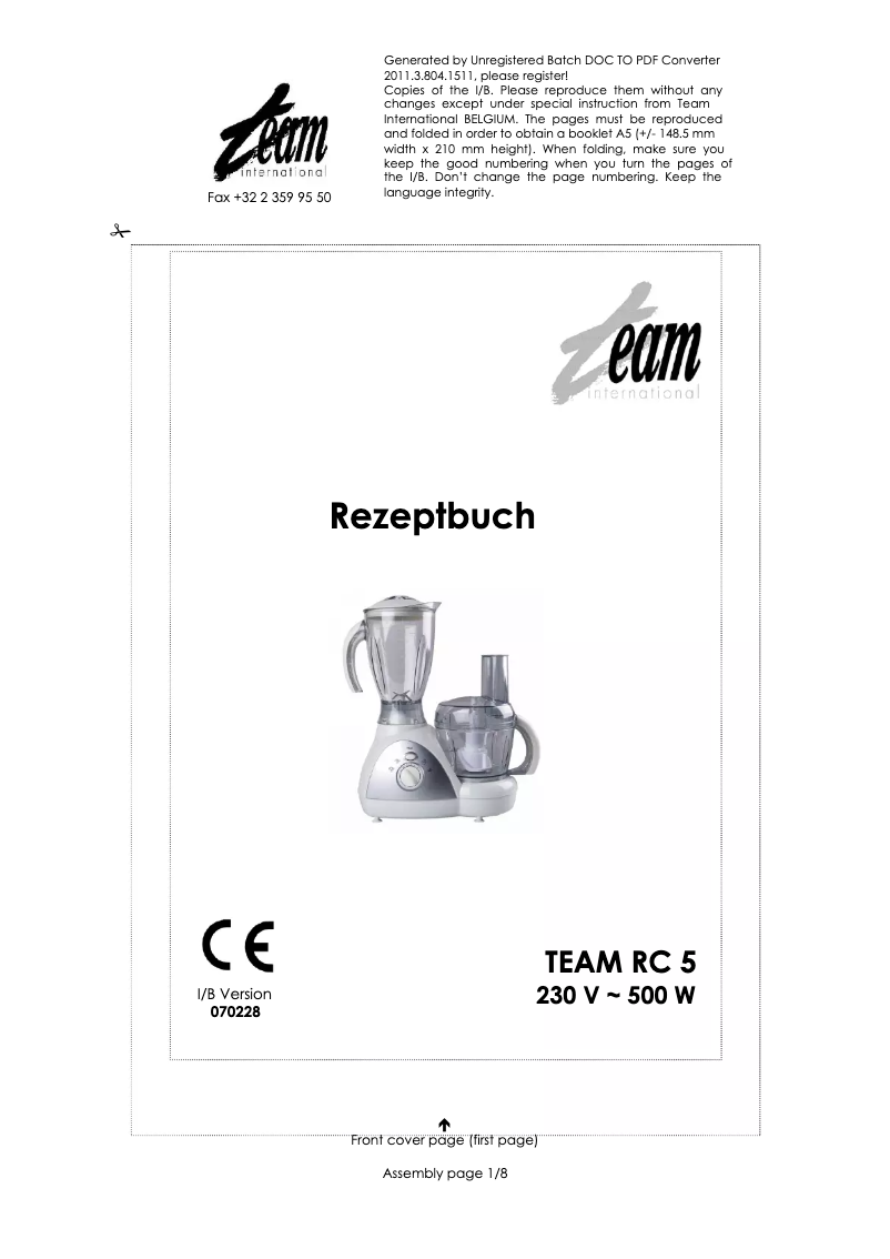 Imagen de la primera página del manual del dispositivo RC 5