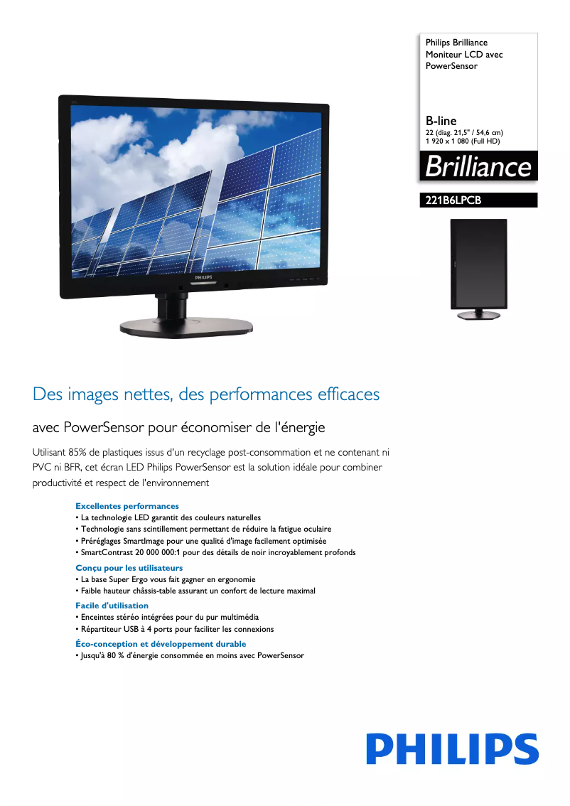 Imagen de la primera página del manual del dispositivo Brilliance 221B6LPCB