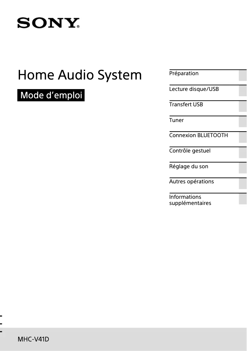 Imagen de la primera página del manual del dispositivo MHC-V41D