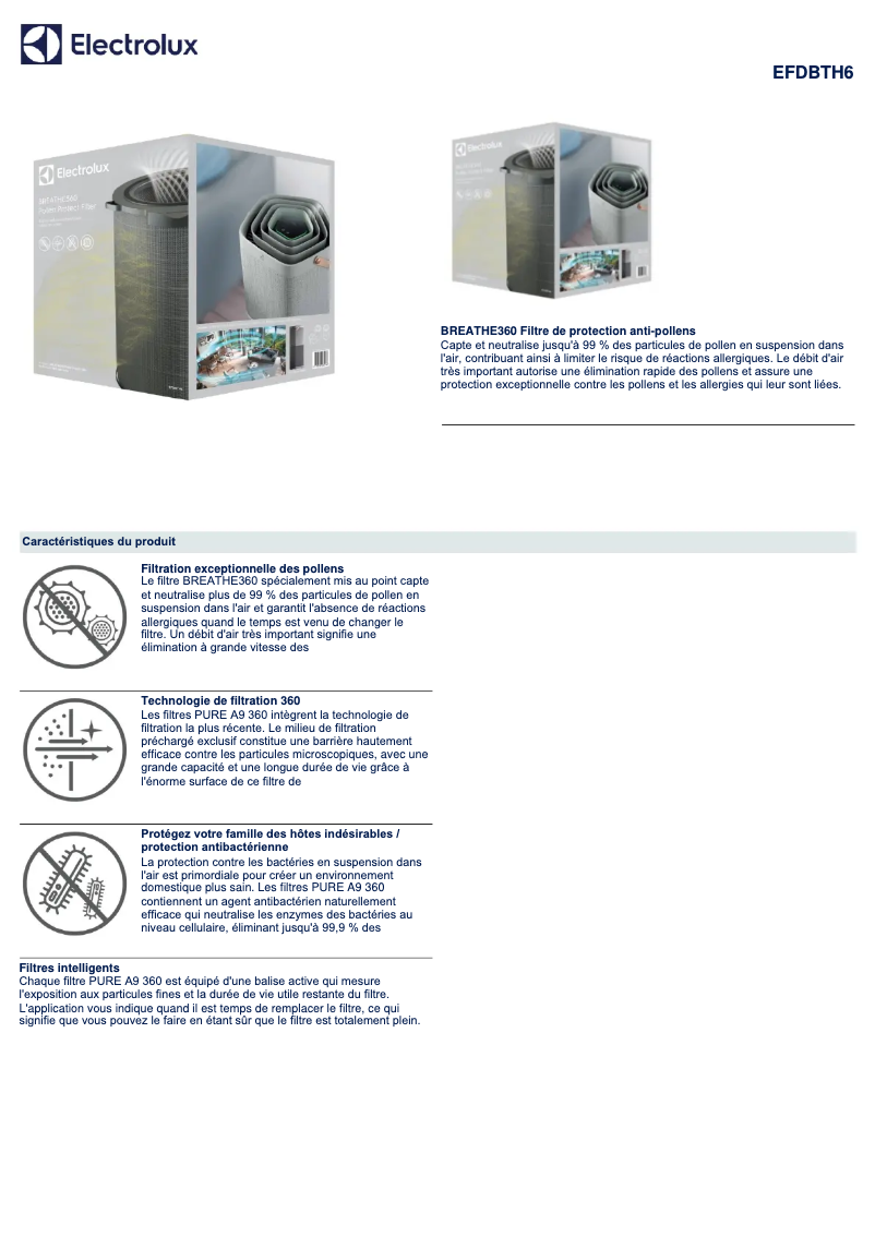 Imagen de la primera página del manual del dispositivo EFDBTH6