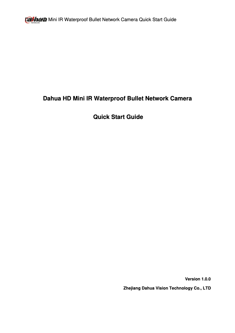 Imagen de la primera página del manual del dispositivo Lite IPC-HFW1320S