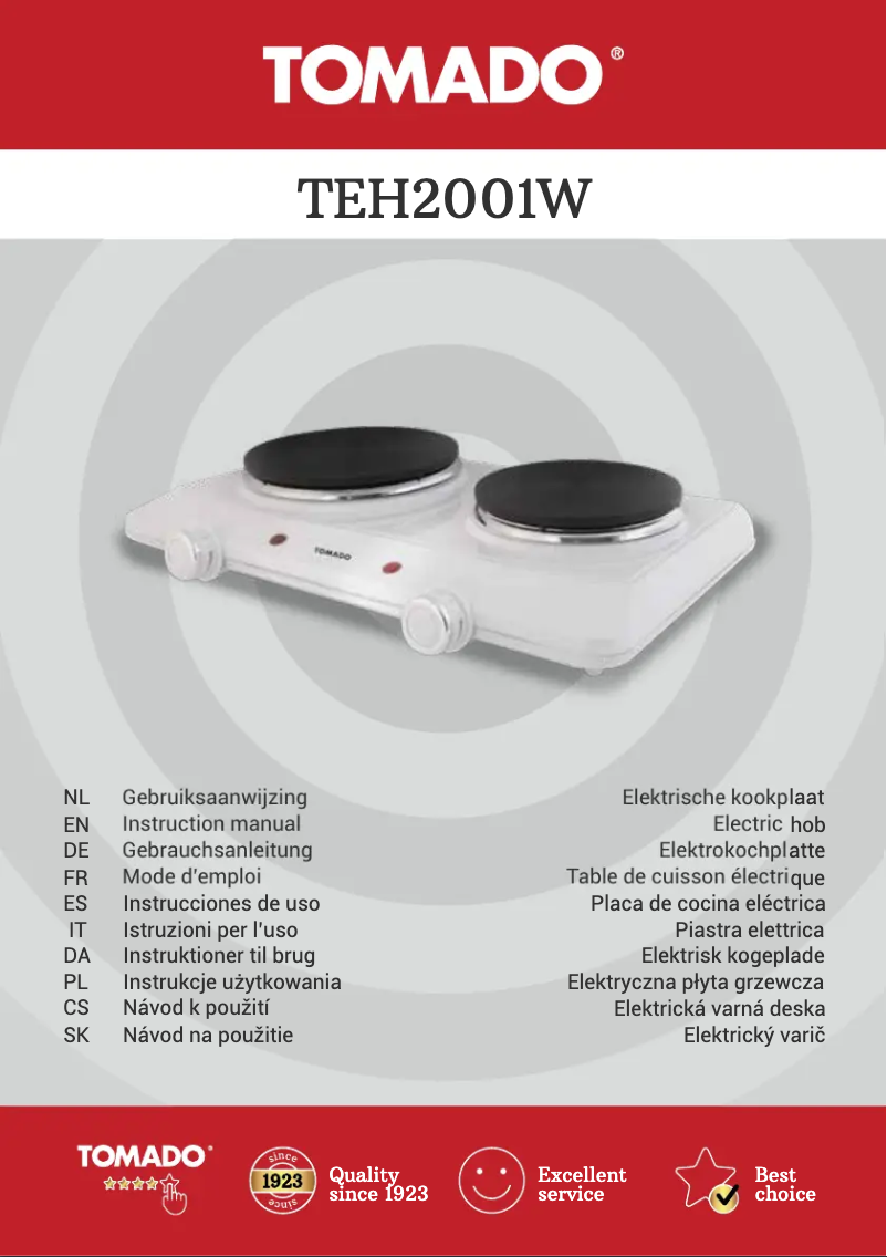 Imagen de la primera página del manual del dispositivo TEH2001W