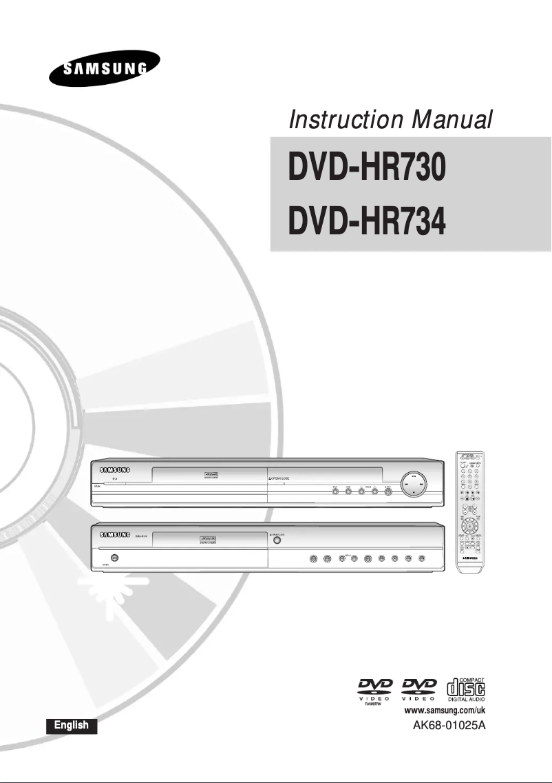 Imagen de la primera página del manual del dispositivo DVD-HR730