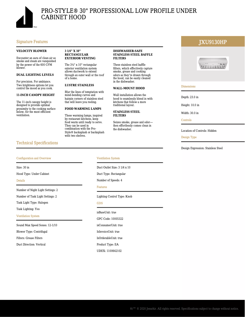 Imagen de la primera página del manual del dispositivo JXU9130HP