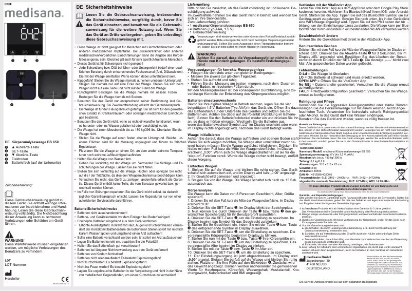 Imagen de la primera página del manual del dispositivo BS 650