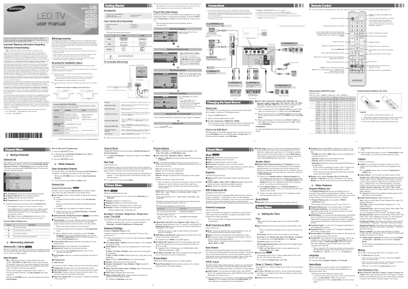 Imagen de la primera página del manual del dispositivo UN50EH5000
