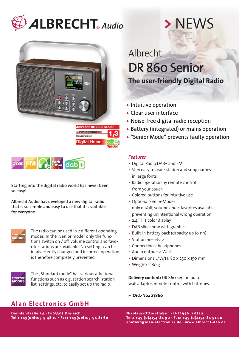 Imagen de la primera página del manual del dispositivo DR 860 Senior