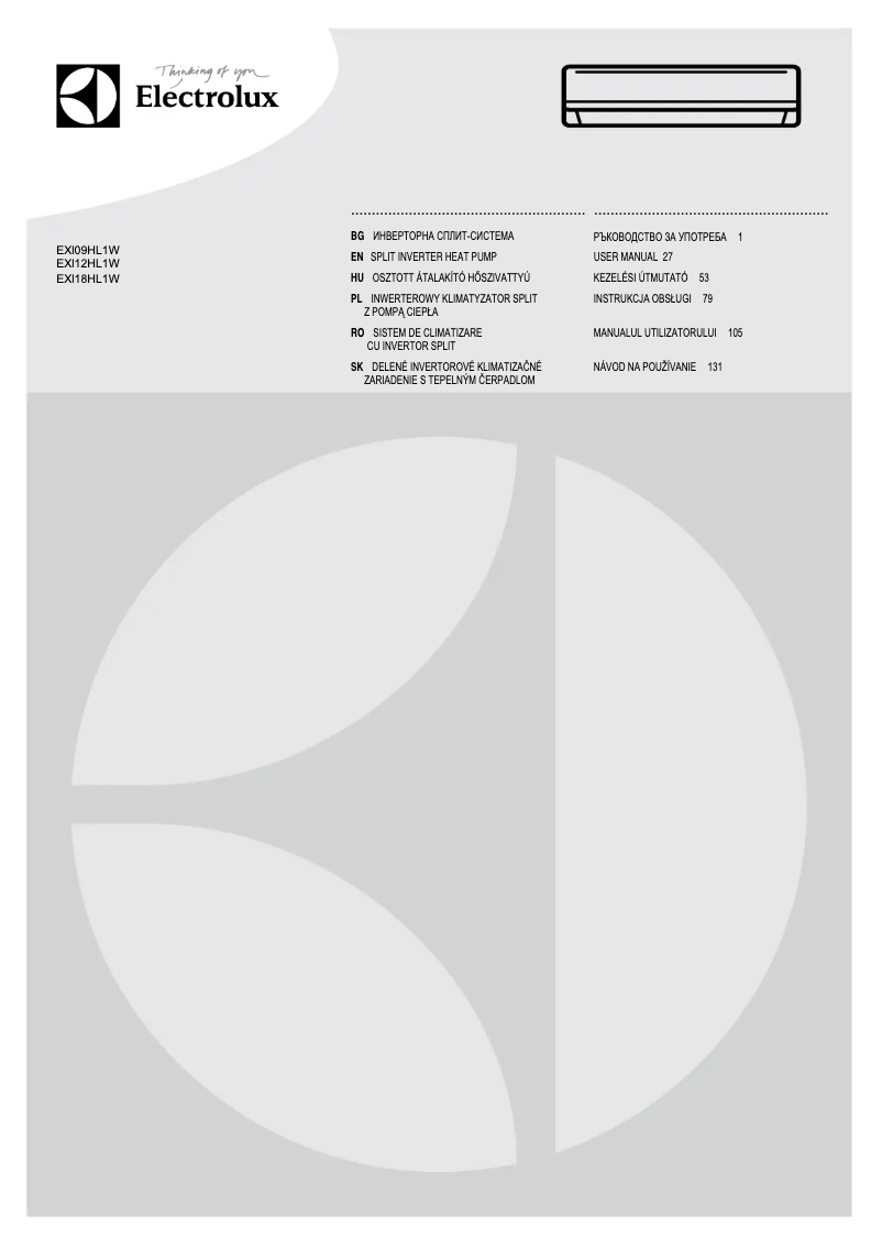 Imagen de la primera página del manual del dispositivo EXI18HL1WE