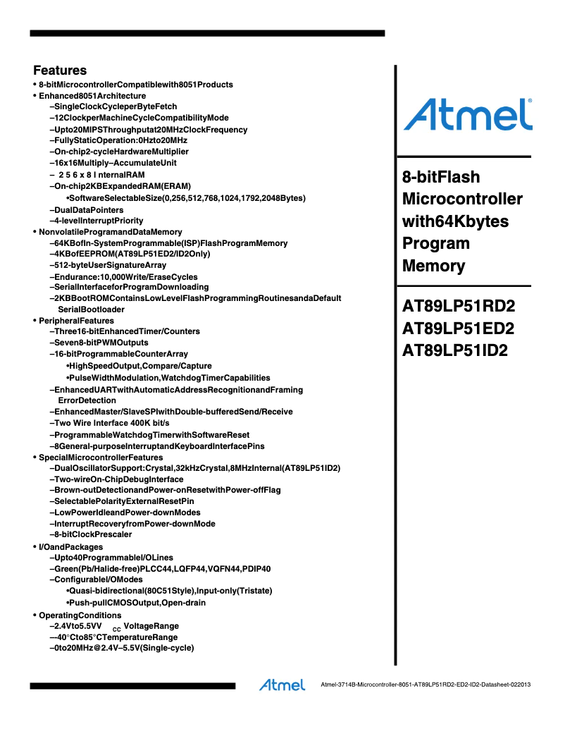 Imagen de la primera página del manual del dispositivo AT89LP51ED2