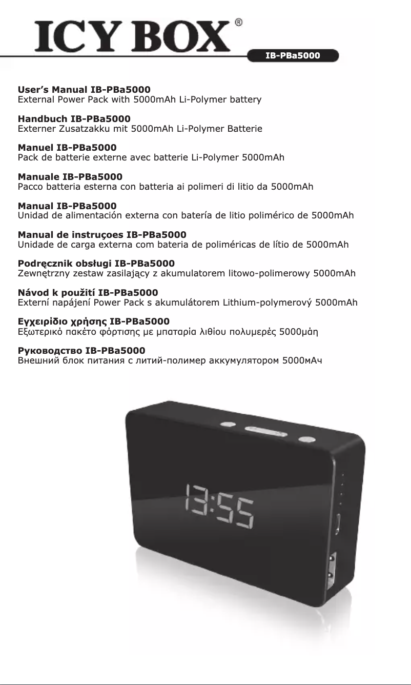 Página 1 del manual Manual de usuario Icy Box IB-PBA5000