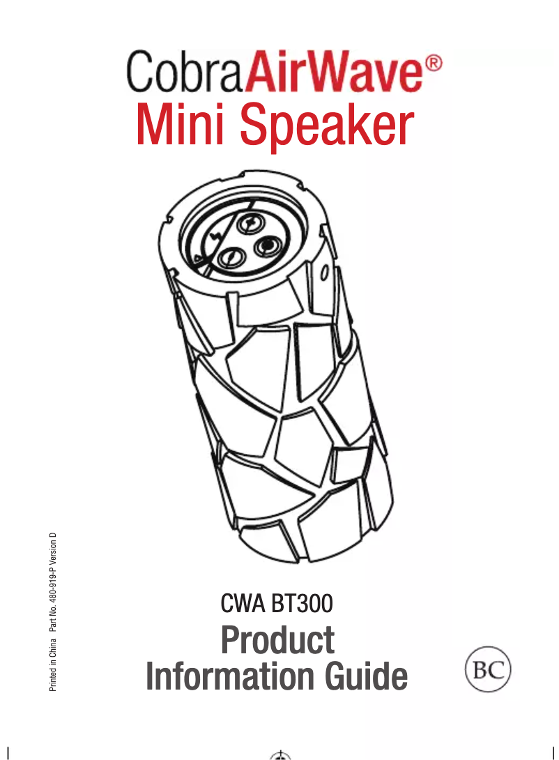 Imagen de la primera página del manual del dispositivo AirWave CWA BT300