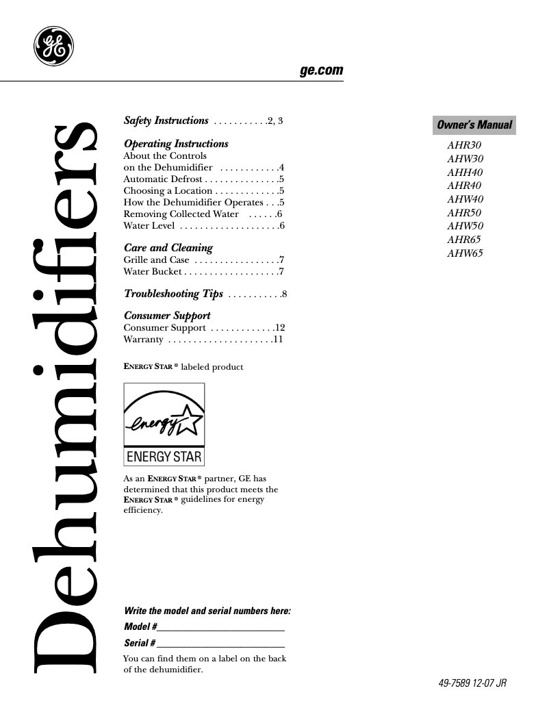 Imagen de la primera página del manual del dispositivo AHR30LL