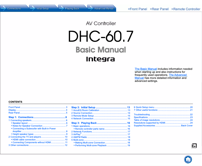 Página 1 del manual Manual de usuario Integra DHC-60.7