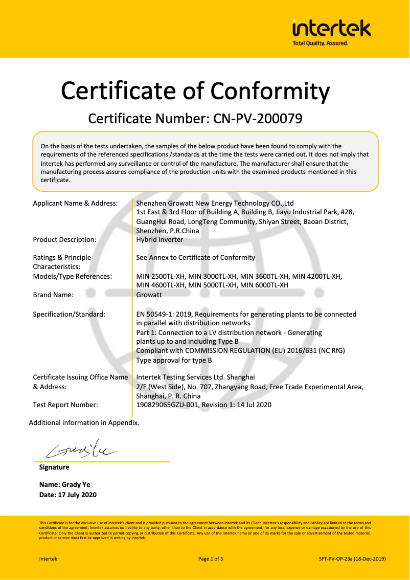 Página 1 del manual Guía de instalación Growatt MIN 4600TL-XH