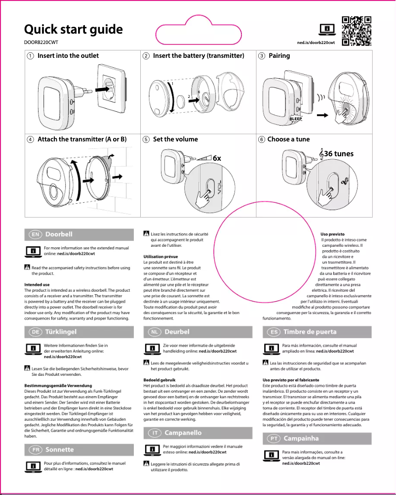 Página 1 del manual Manual de usuario Nedis DOORB220CWT