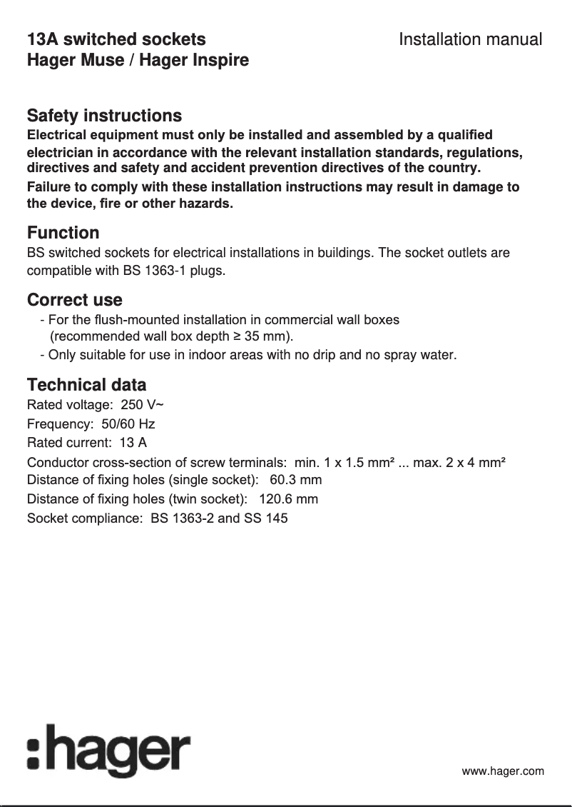 Página 1 del manual Manual de usuario Hager WGCS213S