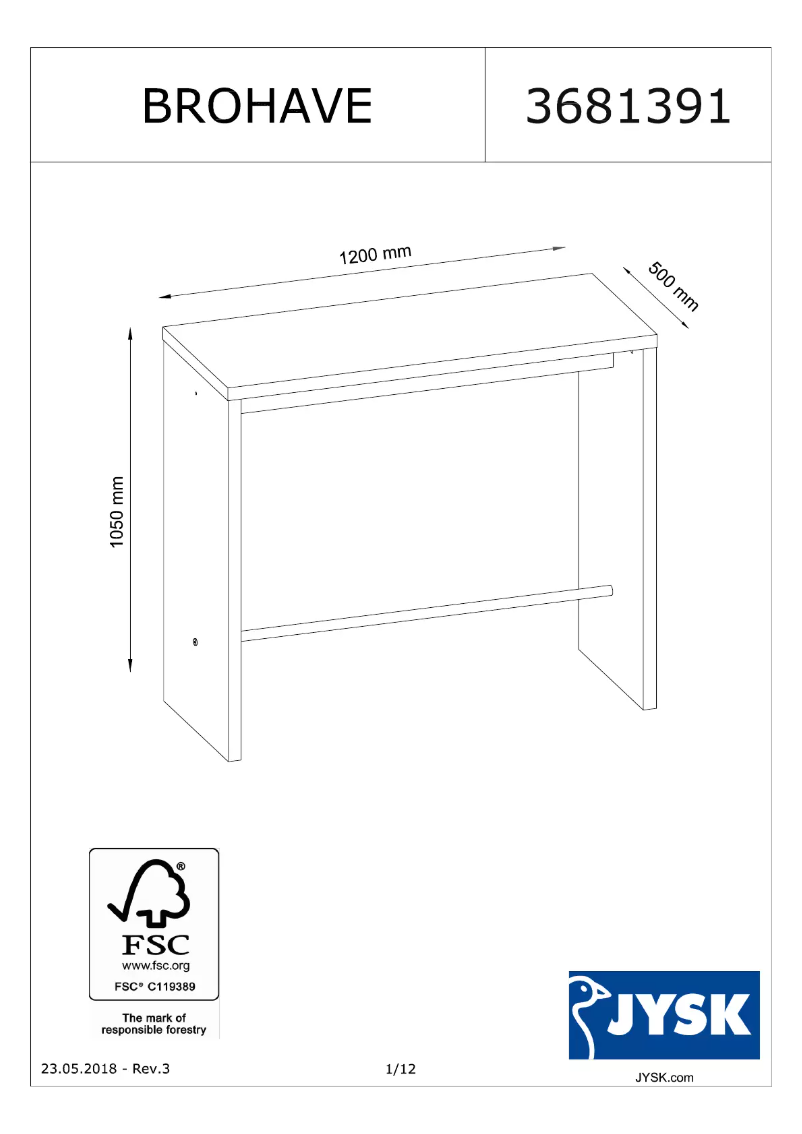 Página nº 1 - Manual de usuario JYSK Brohave