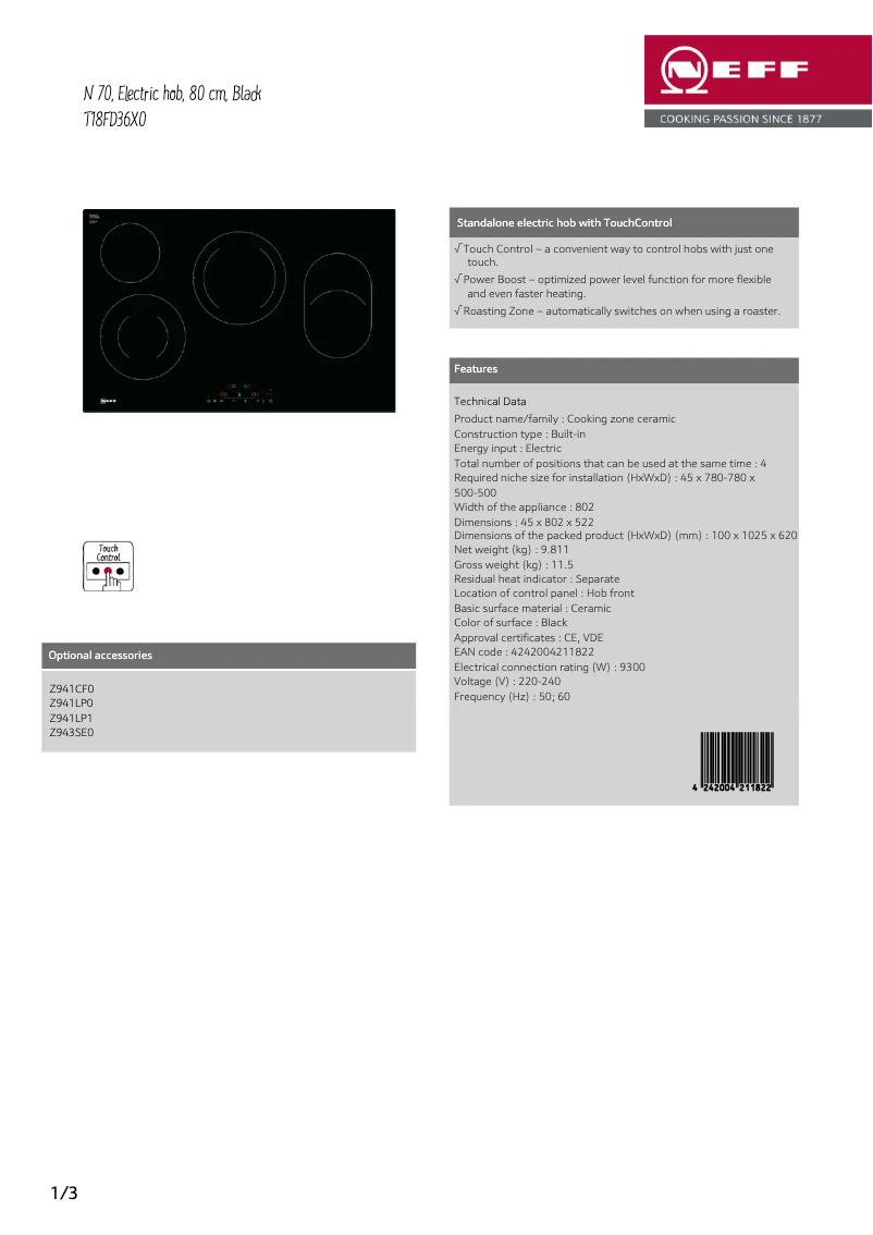 Imagen de la primera página del manual del dispositivo T18FD36X0