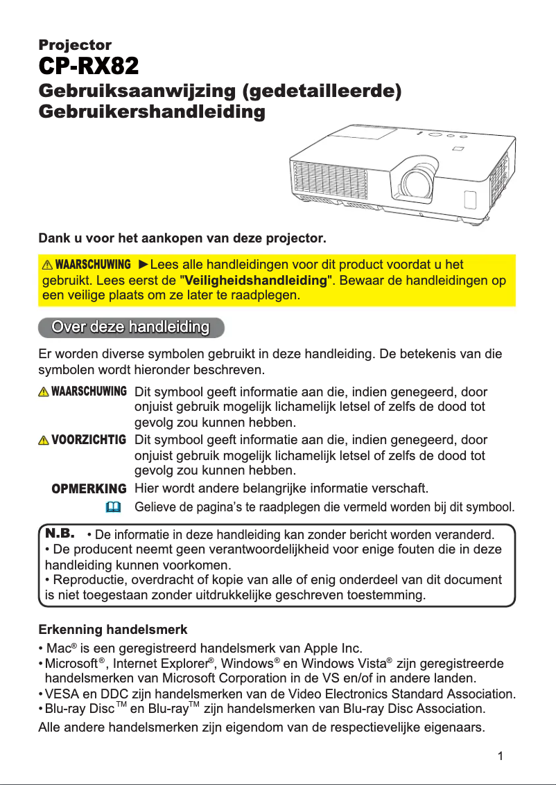 Imagen de la primera página del manual del dispositivo CP-RX82EP