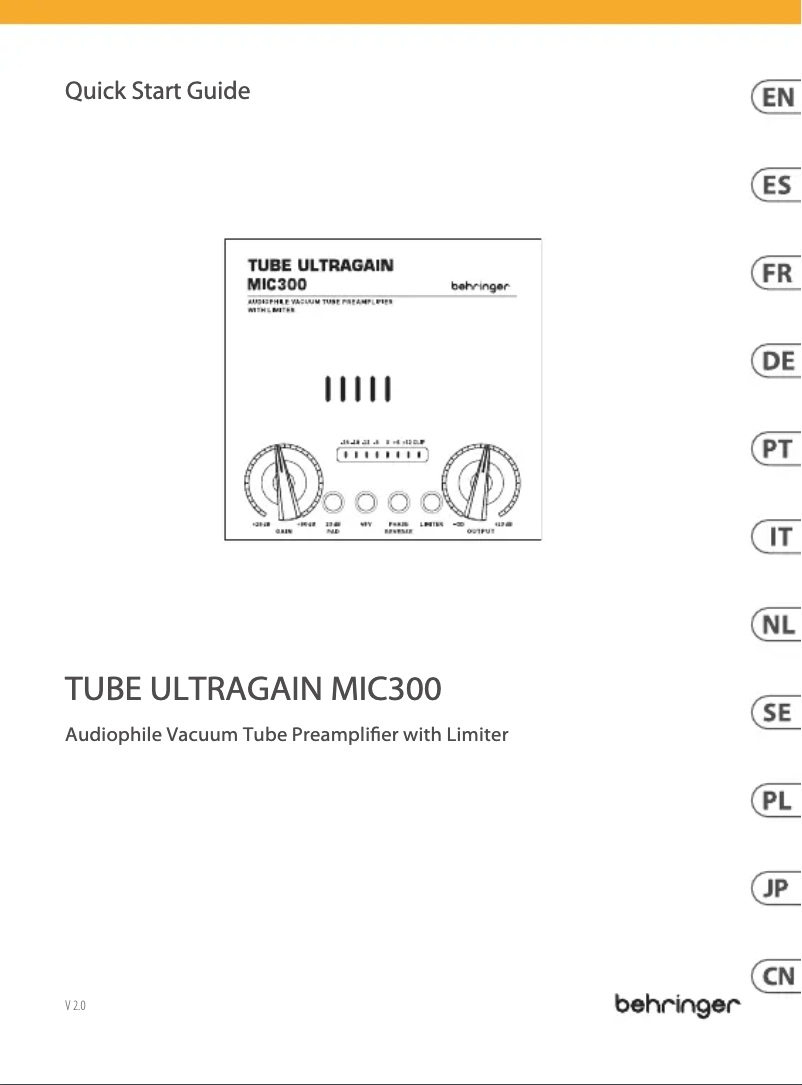 Imagen de la primera página del manual del dispositivo Tube Ultragain MIC300