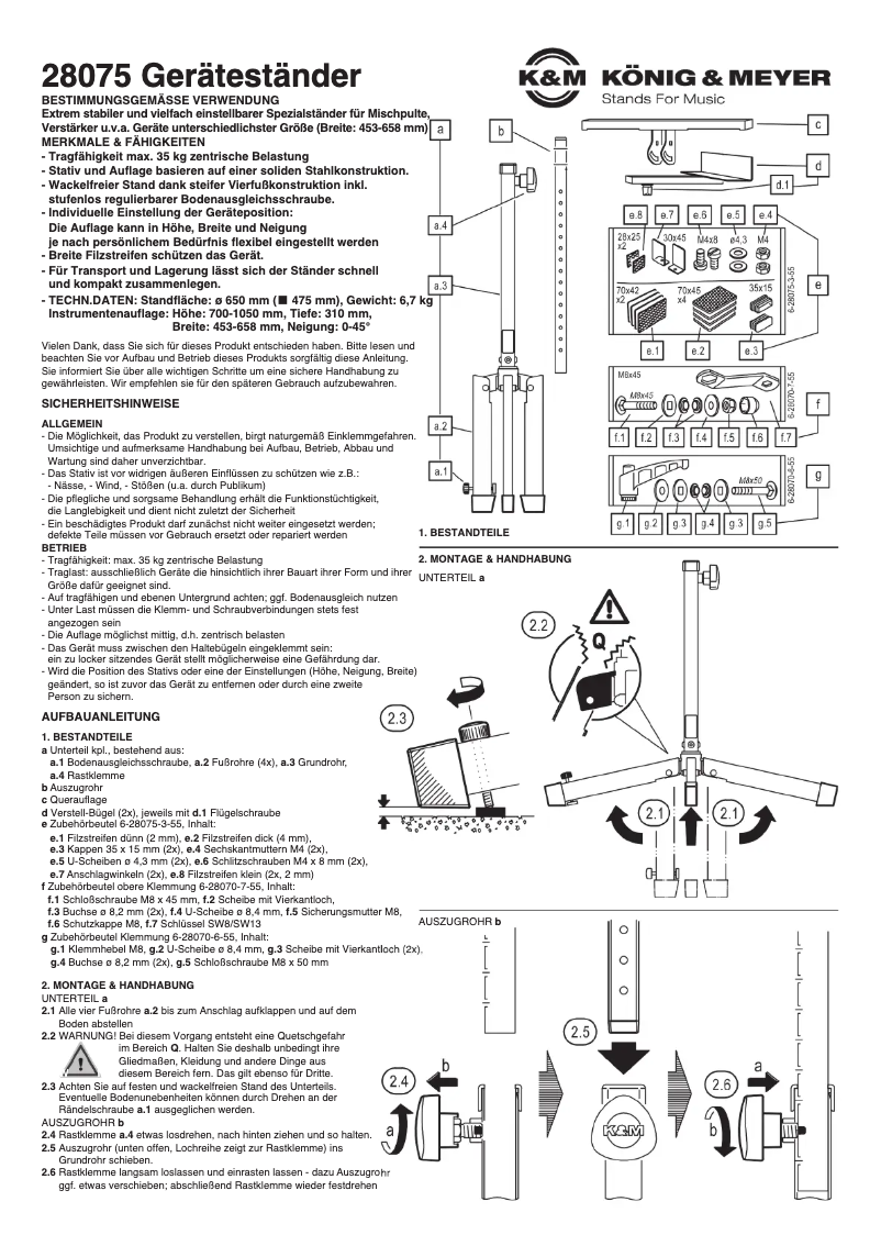 Página 1 del manual Manual de usuario Konig & Meyer 28075