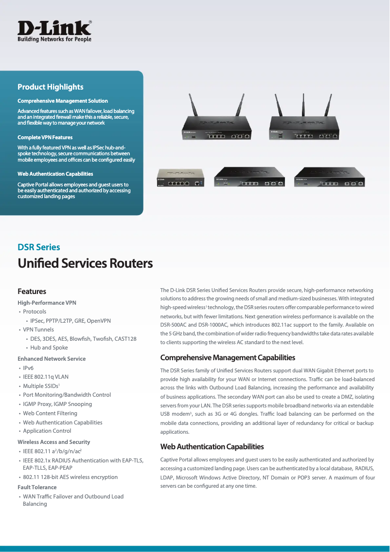 Página 1 del manual Ficha técnica D-Link DSR-250V2
