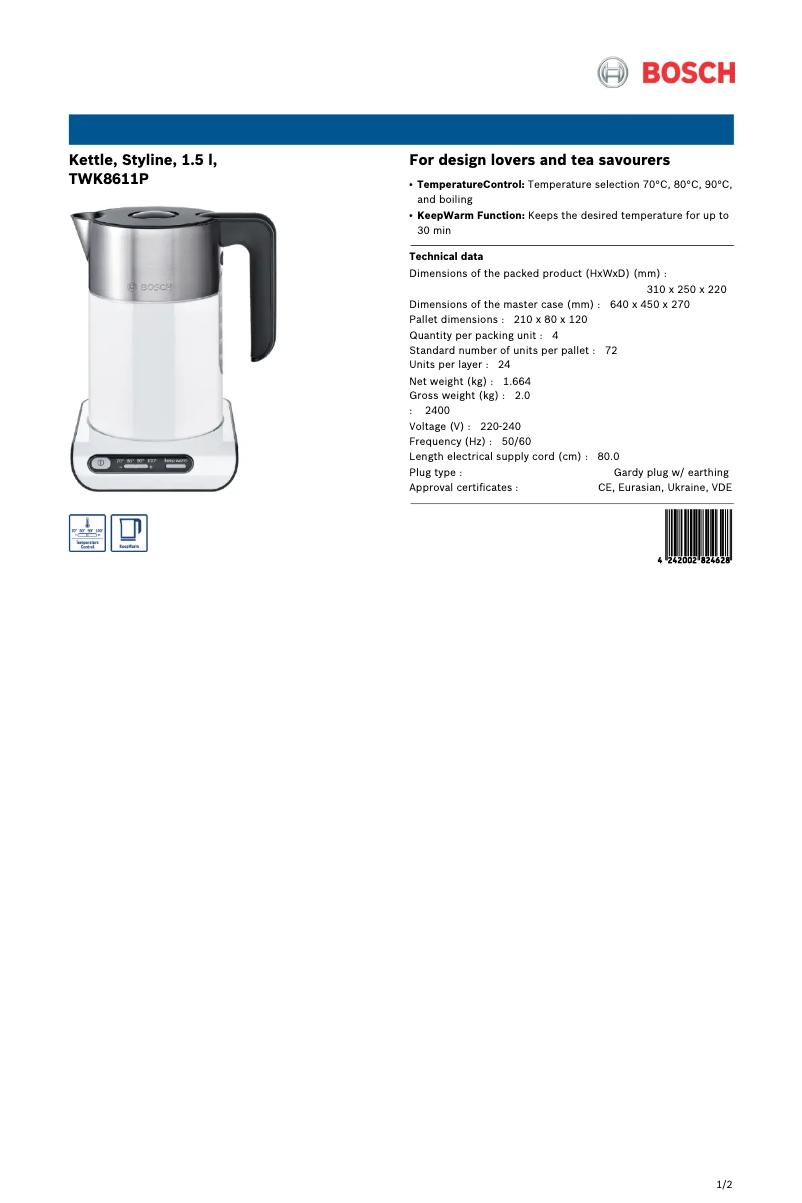 Imagen de la primera página del manual del dispositivo Styline TWK8611P