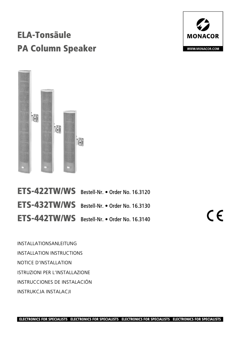 Imagen de la primera página del manual del dispositivo ETS-442TW/WS